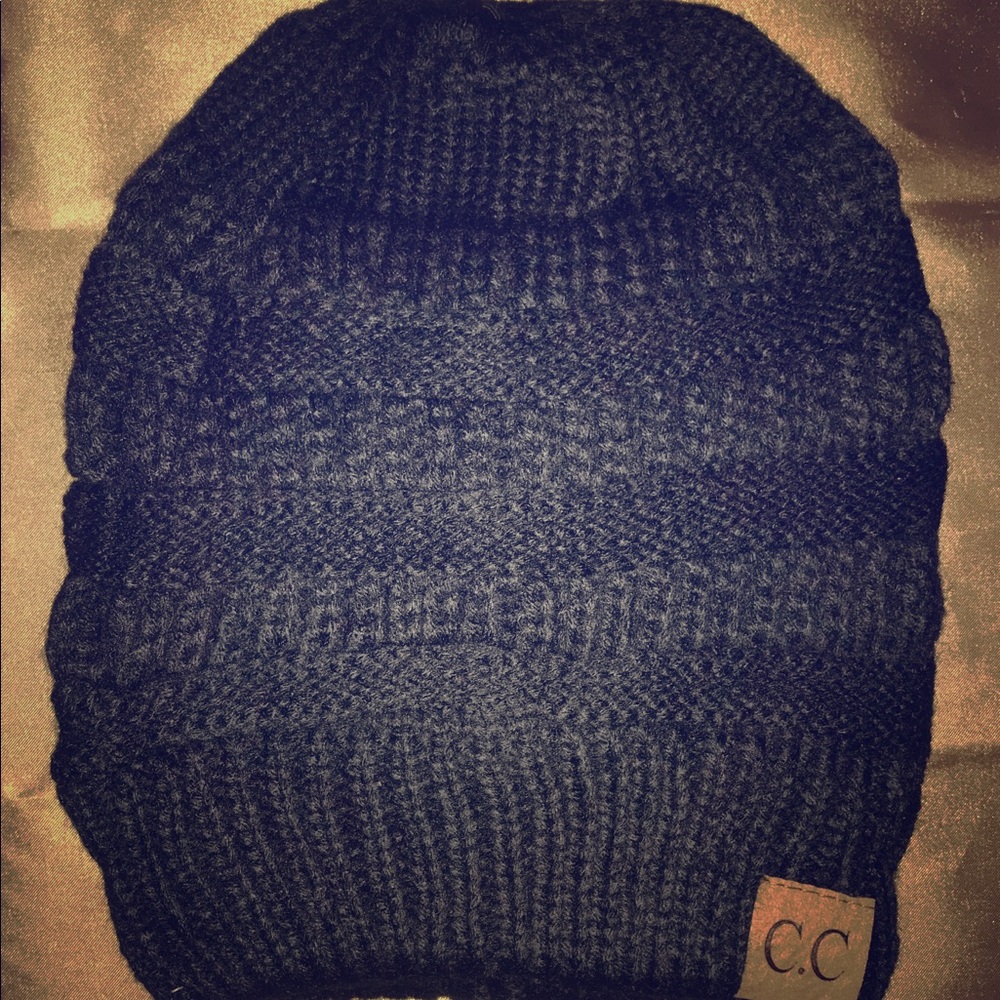 Brand New_CC Ponytail Beanie Hat Messy Bun “Black”